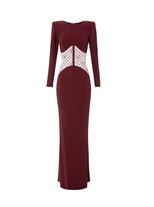 Red carpet dress with flock tulle insert ELISABETTA FRANCHI | AB63046E2.CG3